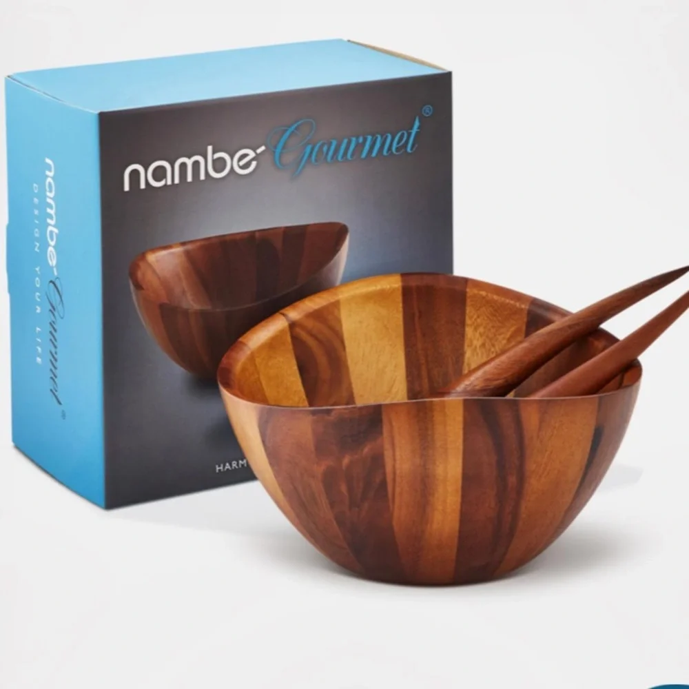 Nambe Harmony Salad Set with Serving utensils